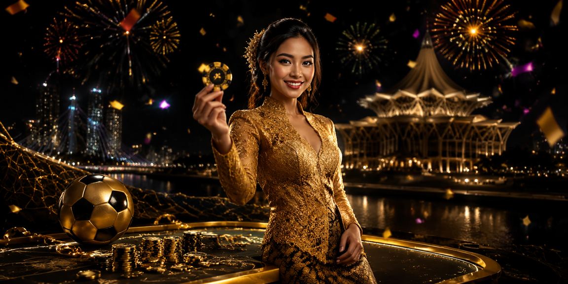 Pertaruhan bola sepak di Sarawak dengan pakaian kebaya dan tema Malaysia